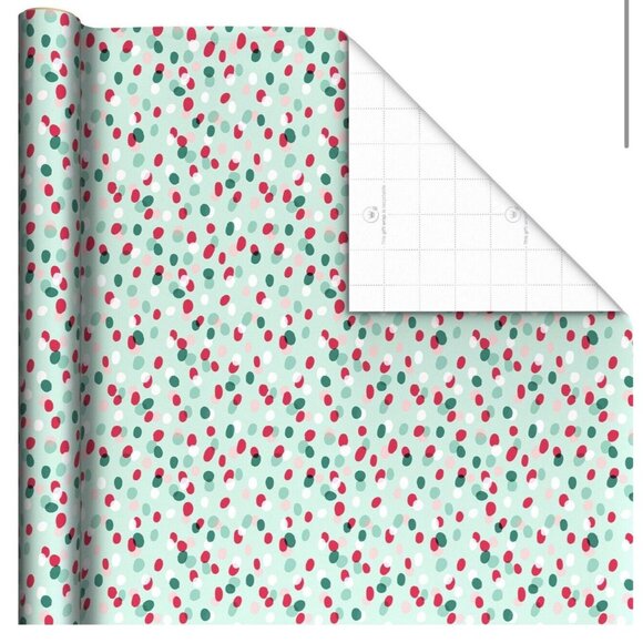Hallmark Dots On Green Peppermint Scented Paper Roll Wrapping Paper 20 sq ft Hol - Picture 2 of 4